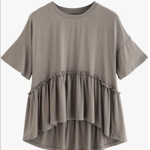ROMWE KHAKI RUFFLE TOP WOMENS SIZE XS